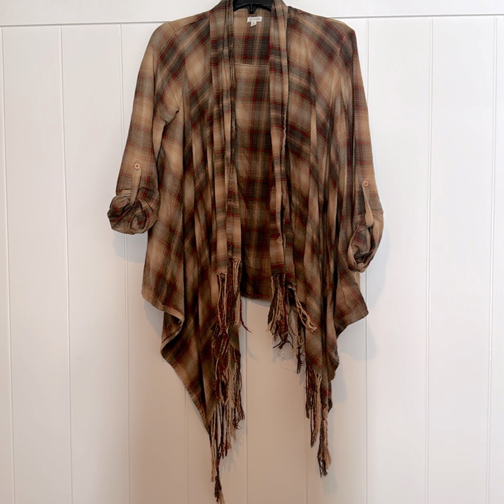 Plaid cardigan shrug